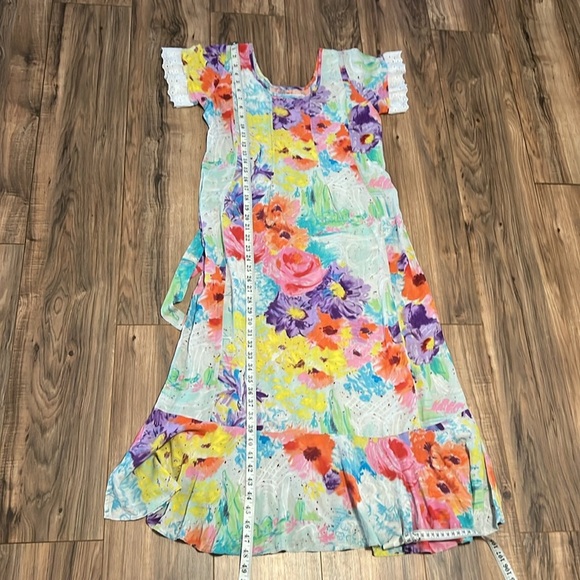 J Jams World Gazebo Floral Maxi Dress Women’s Small Short Sleeve Boho Resort - Picture 6 of 12